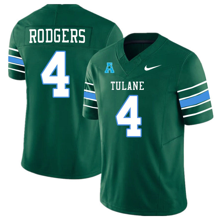 #4 Chris Rodgers Tulane Green Wave Jersey College Football Uniforms,Apparels Stitched-Green